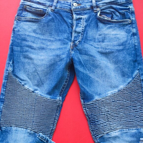 H&M Divided jeans men's size 34 Denim Blue Moto Style Slim Fit - Picture 2 of 9